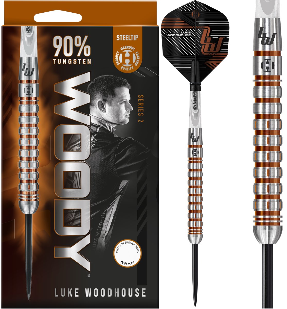 Harrows Luke Woodhouse G2 Steeldarts 90% 21/23/25 Gramm Steeldarts