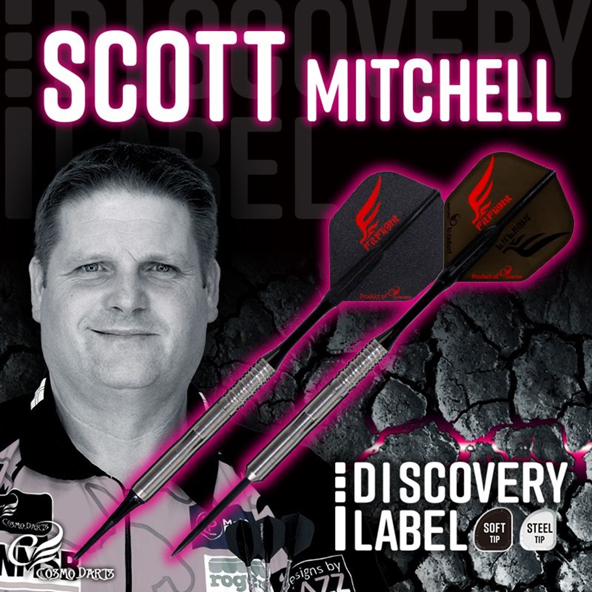 Cosmo Darts Discovery Label Scott Mitchell Steeldarts 23 Gram