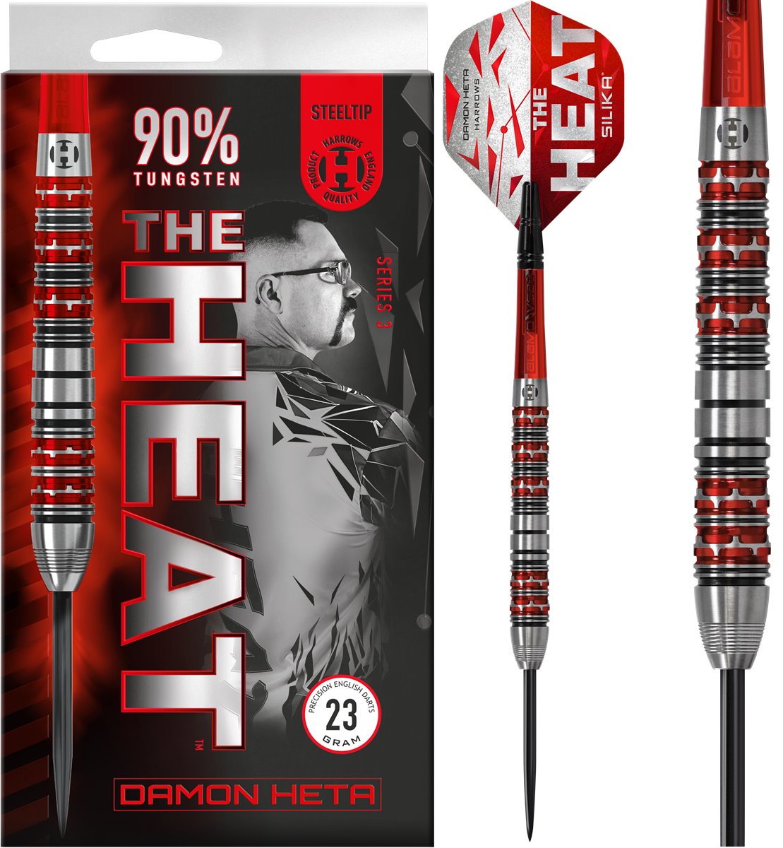 Harrows Damon Heta The Heat G3 Steeldarts 90% 21/23/25 Gramm Steeldarts