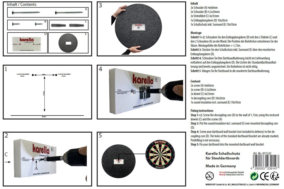 KARELLA Schallschutz für Steel-Dartboards 8115-01