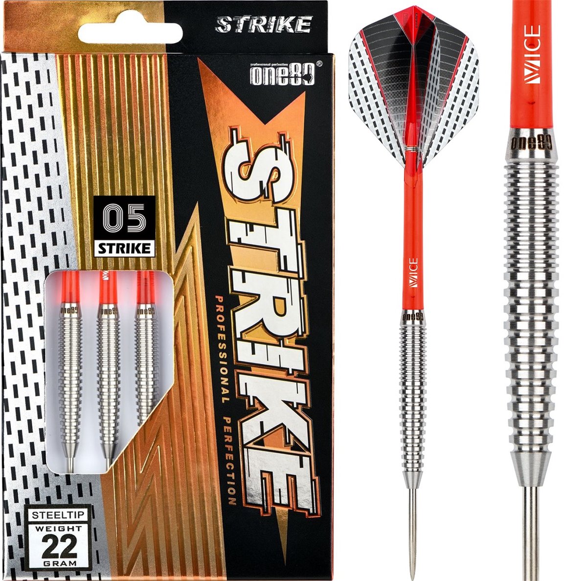 ONE80 Strike 5 Steel Tip Darts ONE80 22/24 gram Steeldarts