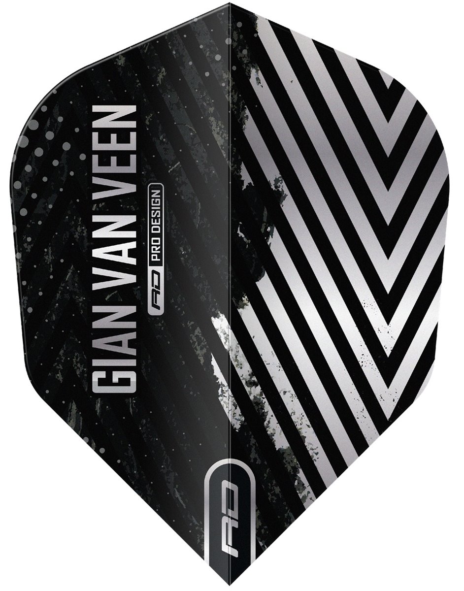 Reddragon Dartflight RD Pro Player Gian van Veen Black & Silver No. 6 Shape Flights