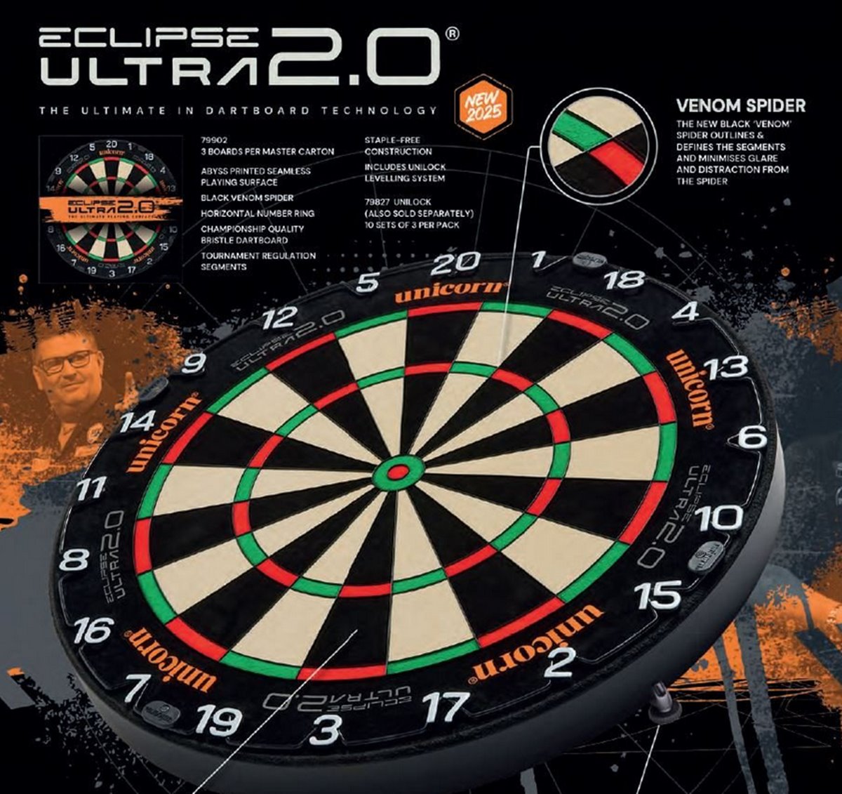 Unicorn Eclipse Ultra 2.0  Bristle Dart Board Scheibe Bristle Board