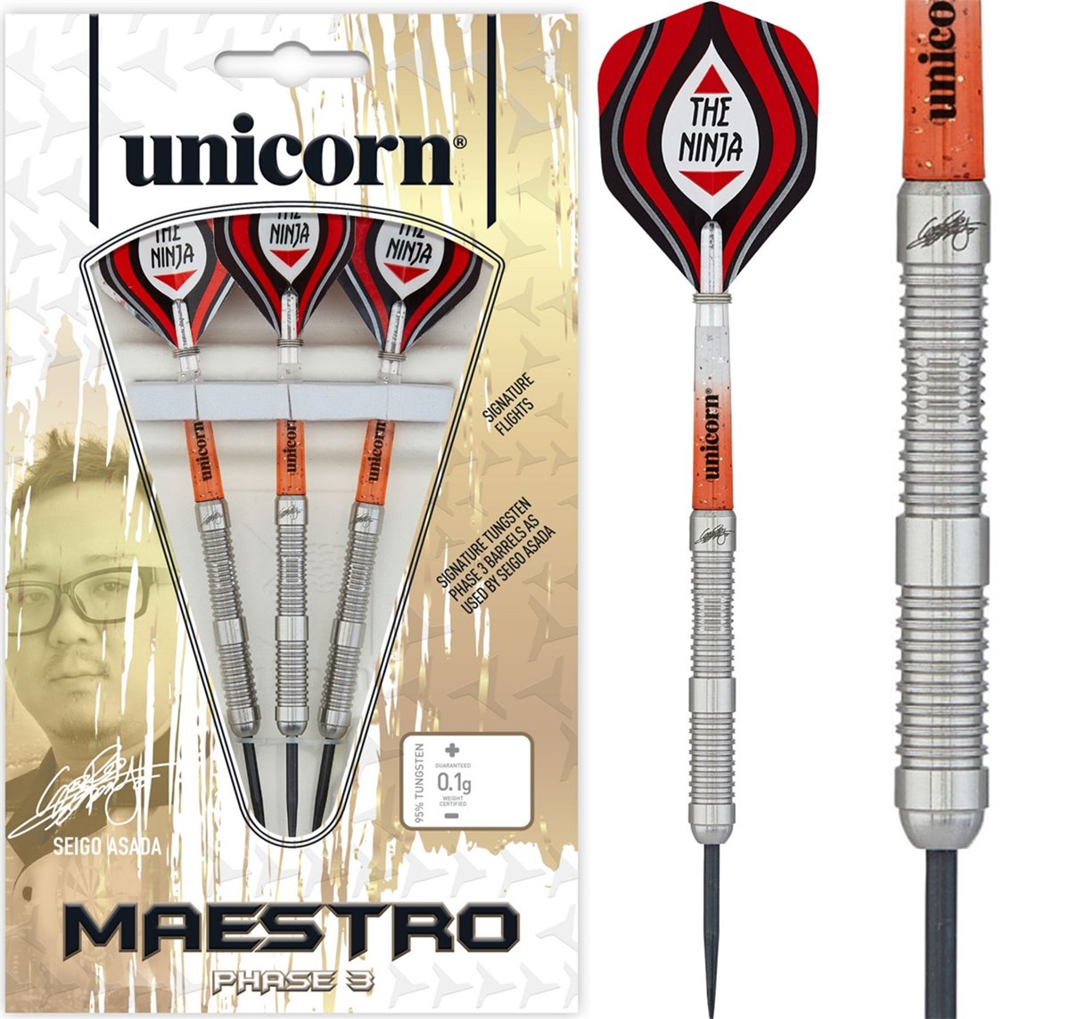 Unicorn Seigo Asada Maestro Phase Natural 95% Steeldarts 22 Gram